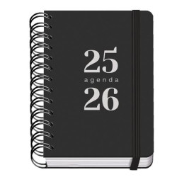 (51784) DOHE AGENDA ESCOLAR GRAMMAR A6 ESPIRAL DOBLE DP TAPA PP NEGRO 2025-2026