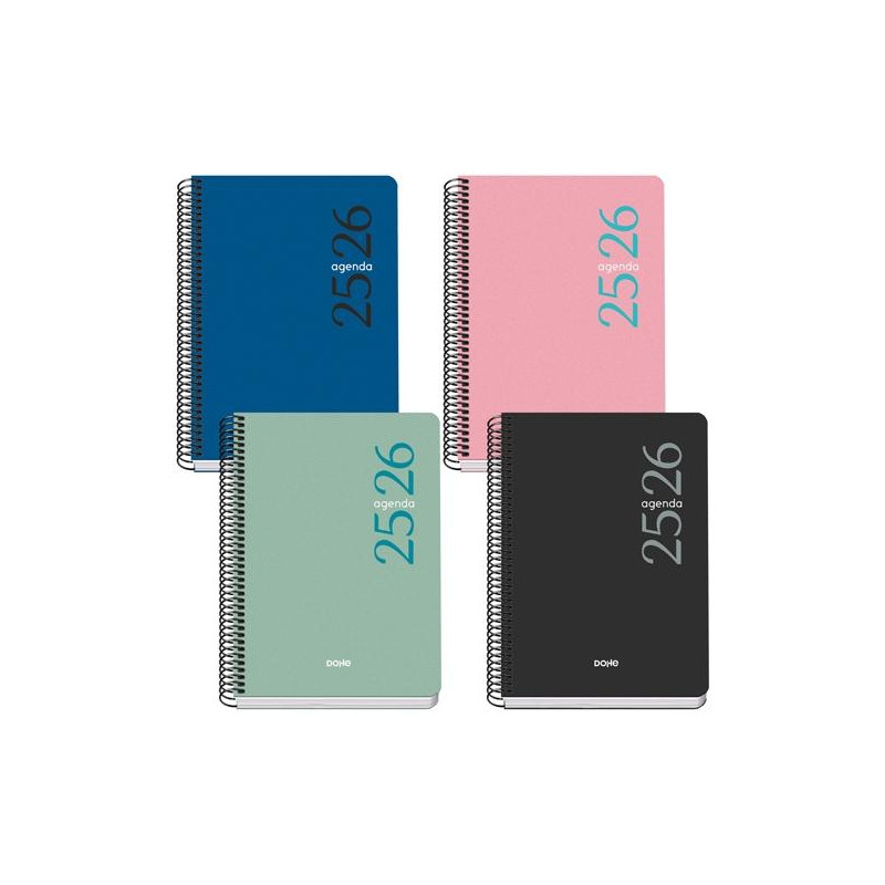 (52084) DOHE AGENDA ESCOLAR ESENCIAL A5 ESPIRAL DP TAPA PP COLORES SURTIDOS 2025-2026