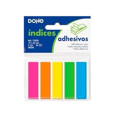 (75020) DOHE INDICES REPOSICIONABLES 5 TACOS X 25 MARCADORES 12X45MM C/SURTIDOS NEÓN