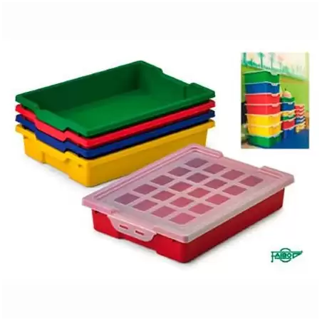 (786-03) FAIBO CAJA APILABLE DE ALMACENAJE PP 420X310X73MM 6L CON TAPA ROJO