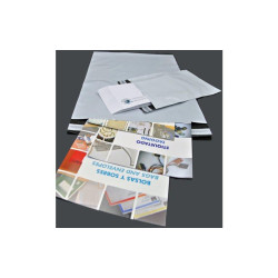 (BC45060060SIN) BOLSAS MENSAJERÍA ESTÁNDAR PLÁSTICO OPACO 450X600+40 SOLAPA BLANCO / INTERIOR NEGRO -PACK DE 100UD-