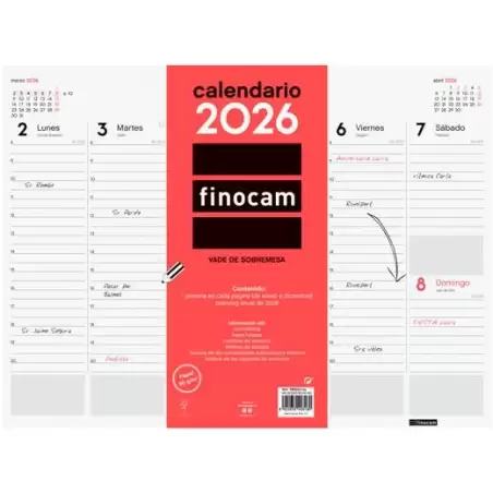 (780240026) FINOCAM VADE CALENDARIO ENCOLADO SOBREMESA 420X310MM SVV NEUTRO 2026