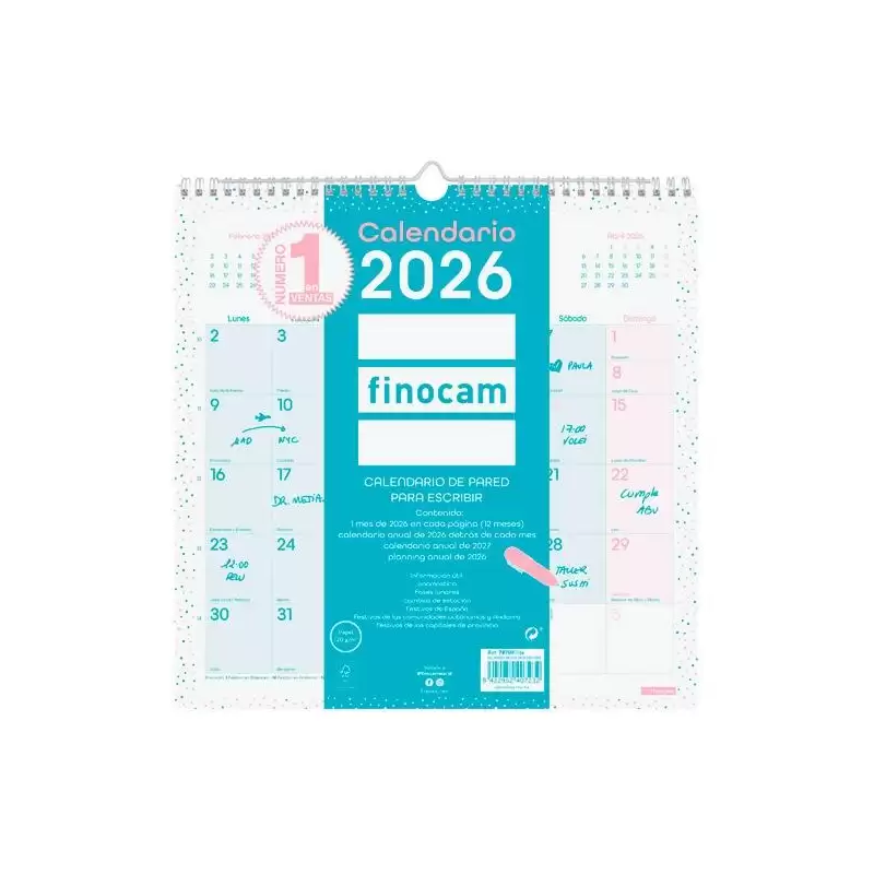 (787005826) FINOCAM CALENDARIO DE PARED PARA ESCRIBIR 30X30-300X300MM MV CHIC TURQUESA 2026