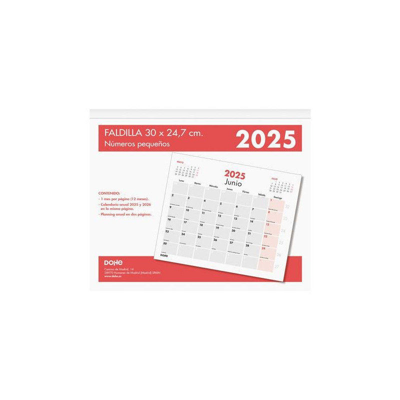 (11645-2026) DOHE CALENDARIO SOBREMESA/FALDILLA 30X24.7CM NÚMEROS PEQUEÑOS 2026