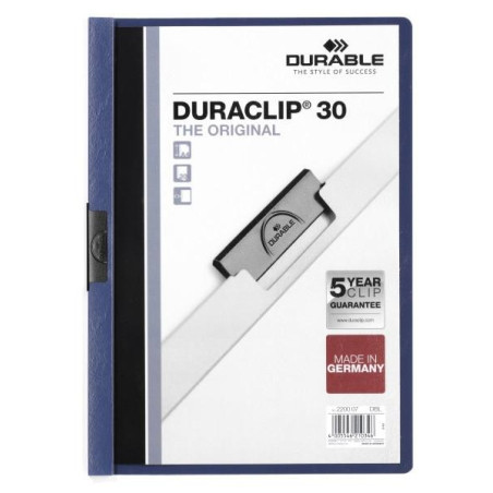 (220007) DURABLE CARPETA DOSSIER PINZA DURACLIP 30 AZUL OSCURO A4 -25U-