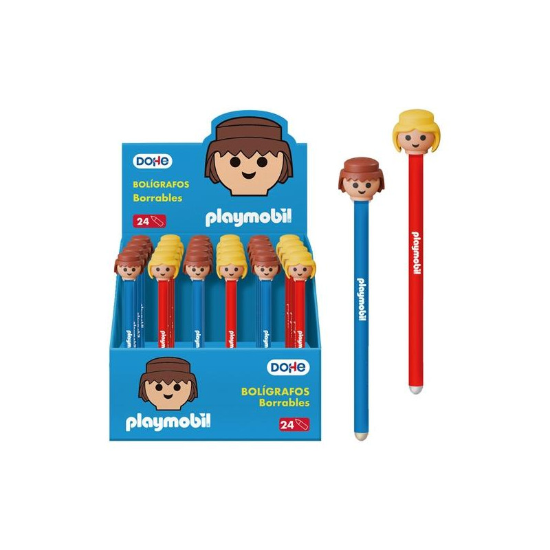 (79731) DOHE BOLÍGRAFO BORRABLE PLAYMOBIL 1.0MM TINTA AZUL C/SURTIDOS EXPOSITOR 24 UD