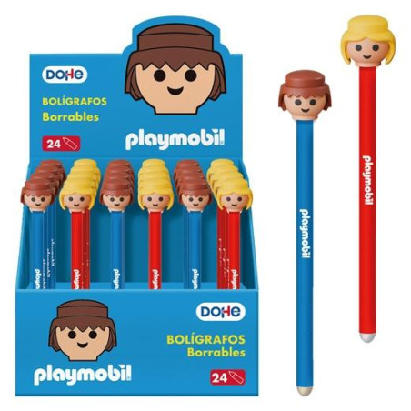 (79731) DOHE BOLÍGRAFO BORRABLE PLAYMOBIL 1.0MM TINTA AZUL C/SURTIDOS EXPOSITOR 24 UD