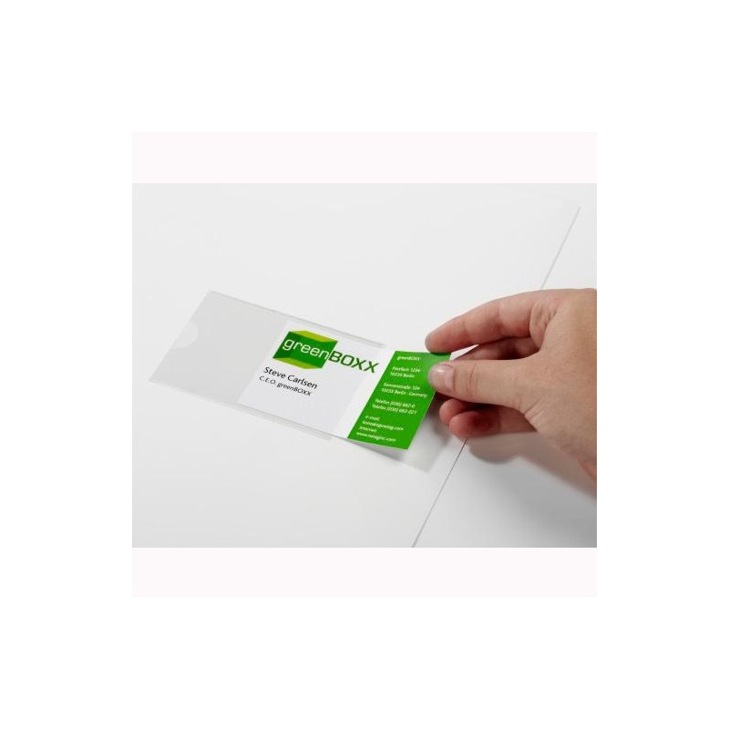 (837919) DURABLE POCKETFIX FUNDA AUTOADHESIVA C/ETIQUETAS EN BLANCO 90X57MM TRANSPARENTE EN PACK DE 100