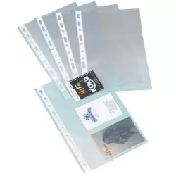 (03802000) GRAFOPLÁS FUNDAS PORTATARJETAS 1/4 LOMO REFORZADO 11 TALADROS PP TRANSPARENTE BOLSA 10 UD