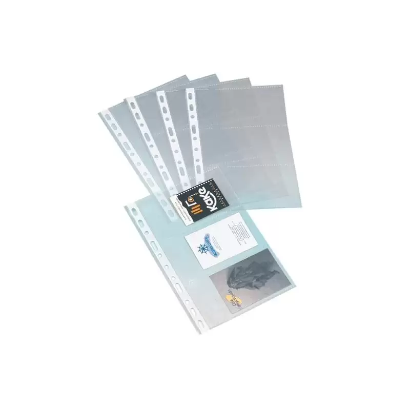 (03802000) GRAFOPLÁS FUNDAS PORTATARJETAS 1/4 LOMO REFORZADO 11 TALADROS PP TRANSPARENTE BOLSA 10 UD