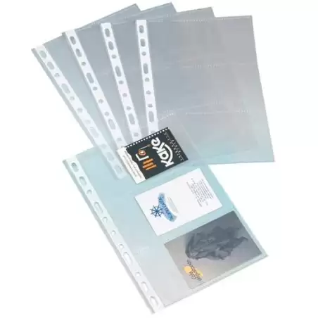 (03802000) GRAFOPLÁS FUNDAS PORTATARJETAS 1/4 LOMO REFORZADO 11 TALADROS PP TRANSPARENTE BOLSA 10 UD