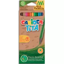 (43097) CARIOCA LÁPICES DE COLORES TITA ECO FAMILY HEXAGONAL C/SURTIDOS ESTUCHE 12 UD