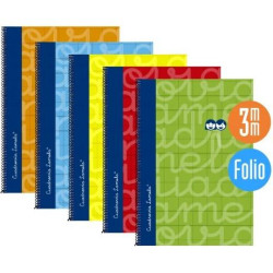 (7FTE003S) LAMELA CUADERNO ESPIRAL 80 H FOLIO 90GR CUADROVÍA 3MM C/MARGEN CUBIERTA EXTRADURA C/SURTIDOS