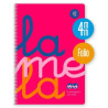 (7FTP004R) LAMELA CUADERNO ESPIRAL 80H FOLIO 90GR CUADROVÍA 4MM C/MARGEN CUBIERTA PP ROSA FLUORESCENTE