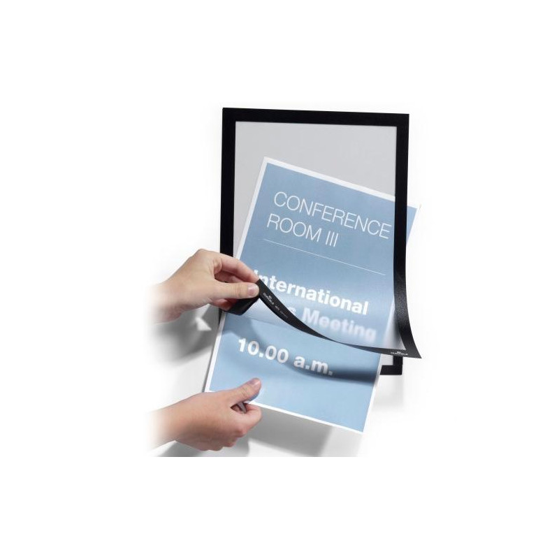 (487201) DURABLE MARCO INFORMATIVO MAGNETICO DURAFRAME ADHESIVO A SUPERFICIES LISAS Y SOLIDAS A4 NEGRO -2U-