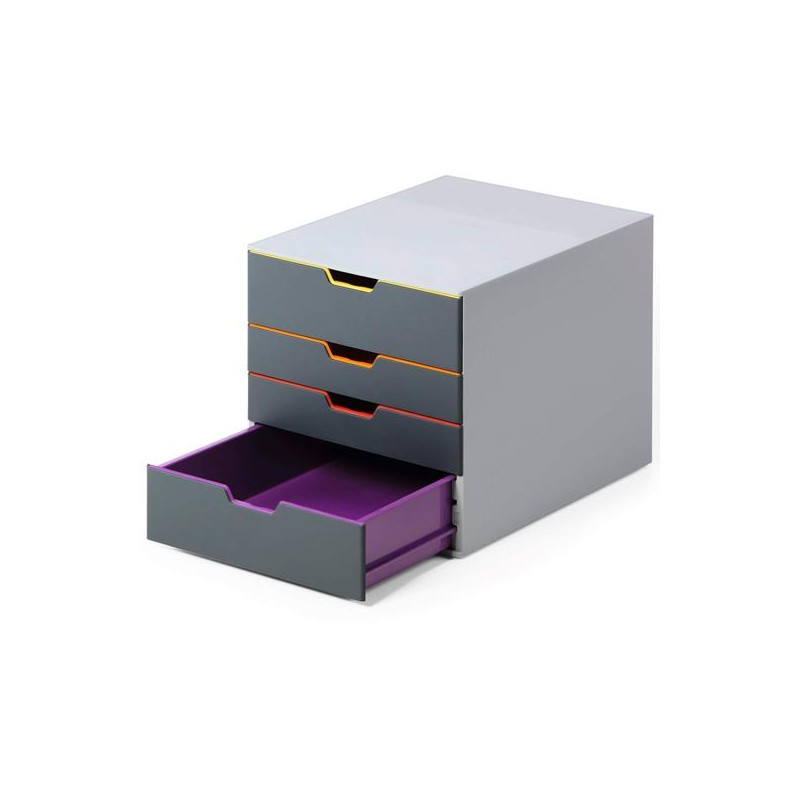 (760427) DURABLE MÓDULO SOBREMESA VARICOLOR 4 CAJONES A4/FOLIO/CARTA ABS ALTA CALIDAD ANTRACITA MULTICOLOR