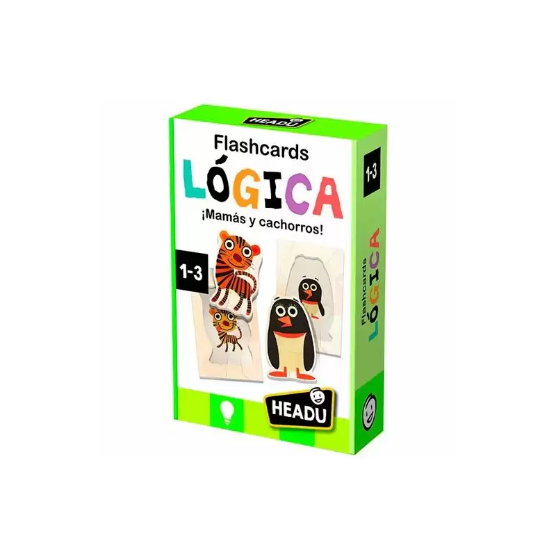 (130014912) HEADU FLASHCARDS LÓGICA MAMÁS Y CACHORROS MONTESSORI 1-3 AÑOS