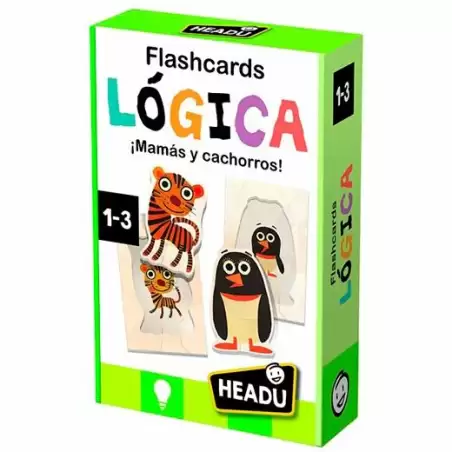 (130014912) HEADU FLASHCARDS LÓGICA MAMÁS Y CACHORROS MONTESSORI 1-3 AÑOS