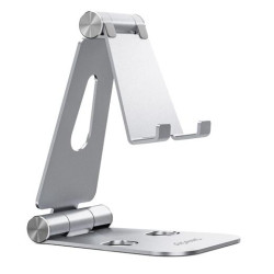 (MS2PXL-092) AISENS SOPORTE DE SOBREMESA TAMAÑO XL AJUSTABLE 2 PIVOTES PARA MOVIL/TABLET PLATA