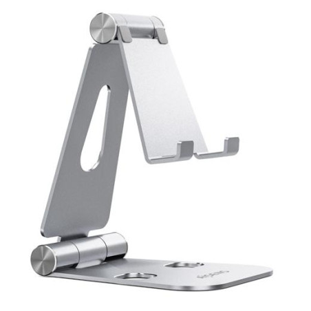 (MS2PXL-092) AISENS SOPORTE DE SOBREMESA TAMAÑO XL AJUSTABLE 2 PIVOTES PARA MOVIL/TABLET PLATA