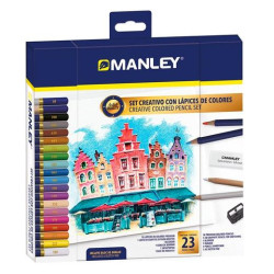 (MLA00023) MANLEY SET CREATIVO LÁPICES DE COLORES 23 PIEZAS SURTIDO