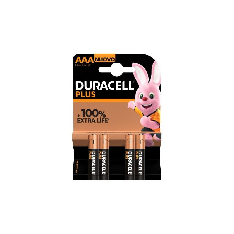 (LR03AAA) DURACELL PILAS PLUS LR03 ALCALINAS AAA 1.5V -PACK 4U-