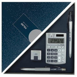 (08737) MILAN EDITION BOX SET DE ESCRITORIO SILVER AZUL MARINO