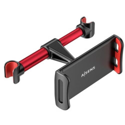 (MSC1P-105) AISENS SOPORTE DE COCHE AJUSTABLE 1 PIVOTE PARA REPOSACABEZAS PARA TELEFONO/TABLET NEGRO/ROJO
