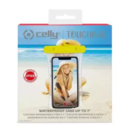 (TOUCHBAGYLF) CELLY BOLSA ACUATICA PARA MÓVIL HASTA 7" TRANSPARENTE AMARILLO