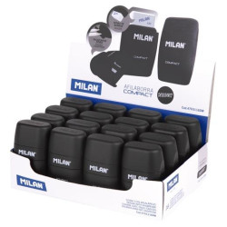 (4703116DW) MILAN AFILABORRAS COMPACT SHADOW CAJA EXPOSITORA 16 UD SACAPUNTAS DOBLE CON GOMA