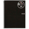 (MR2827) MIQUELRIUS CUADERNO ESPIRAL 150H A5 5X5MM 70GR 2 TALADROS MICROPERFORADO 6 BANDAS COLOR TAPA PP NEGRO