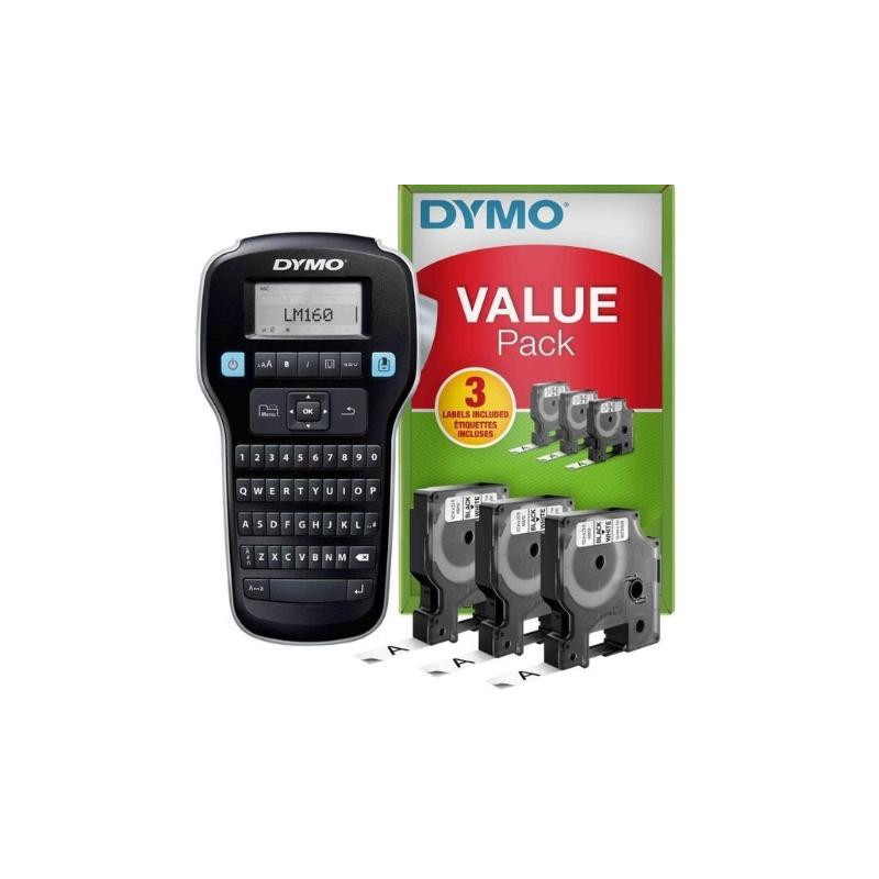 (2142267/2181011) DYMO ETIQUETADORA - ROTULADORA ELECTRÓNICA LM160 + 3 CINTAS D1 DE 12MM NEGRO SOBRE BLANCO (45013) (VALUE PACK)