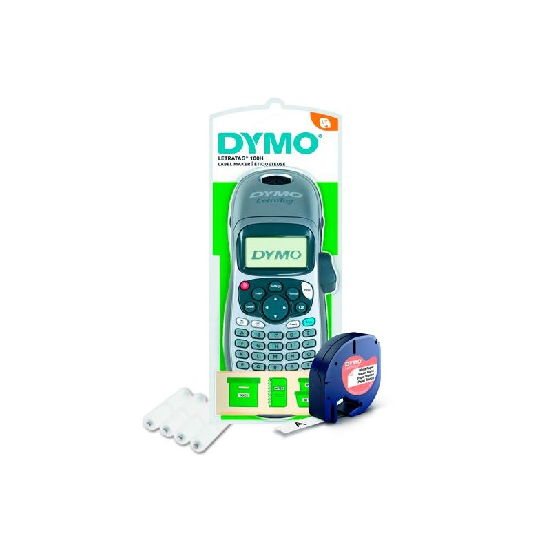 (2174577) DYMO ETIQUETADORA - ROTULADORA ELECTRÓNICA LETRATAG 100H SLV ( PILAS INCLUIDAS Y CINTA INCLUIDA)