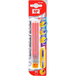 (PE172R) RECAMBIO BOLÍGRAFO TINTA BORRABLE RETRÁCTIL 0.7MM ROJO BLÍSTER 3 UD