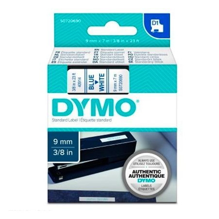 (S0720690) DYMO CINTA DE TRANSFERENCIA TERMICA D1 40914. AZUL SOBRE BLANCO DE 9MMX7M. POLIESTER AUTOADHESIVA