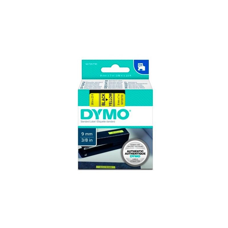 (S0720730) DYMO CINTA DE TRANSFERENCIA TERMICA D1 40918. NEGRO SOBRE AMARILLO DE 9MMX7M. POLIESTER AUTOADHESIVA