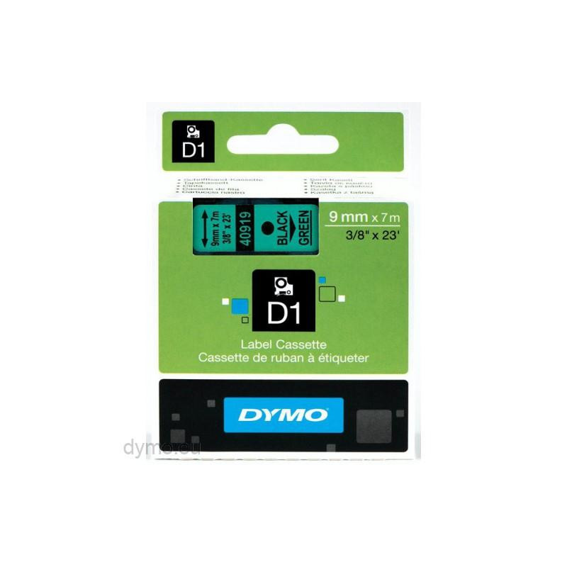 (S0720740) DYMO CINTA DE TRANSFERENCIA TERMICA D1 40919. NEGRO SOBRE VERDE DE 9MMX7M. POLIESTER AUTOADHESIVA