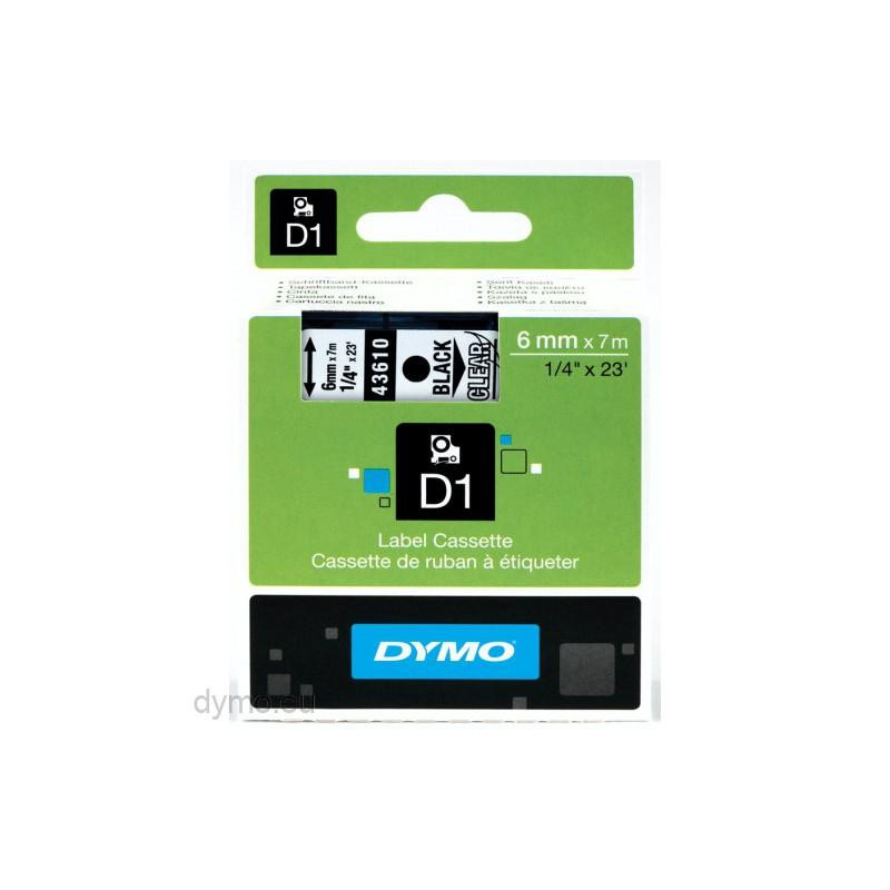 (S0720770) DYMO CINTA DE TRANSFERENCIA TERMICA D1 43610. NEGRO SOBRE TRANSPARENTE DE 6MMX7M. POLIESTER AUTOADHESIVA