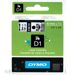 (S0720770) DYMO CINTA DE TRANSFERENCIA TERMICA D1 43610. NEGRO SOBRE TRANSPARENTE DE 6MMX7M. POLIESTER AUTOADHESIVA