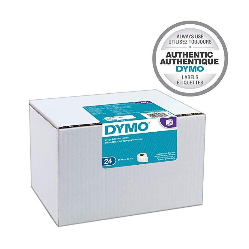 (S0722390) DYMO CINTA DE ETIQUETAS DE ENVÍO BLANCO DE 36X89MM (24 ROLLOS) PARA ROTULADORA LABELWRITER
