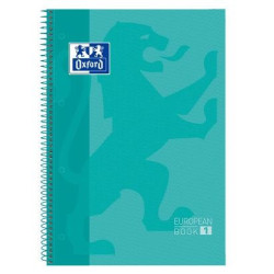 (400040983) OXFORD CUADERNO CLASSIC EUROPEANBOOK 1 MICROPERFORADO 80H A4+ 5X5 T/EXTRADURAS BANDA COLOR VERDE MENTA