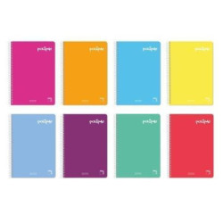 (16956) PACSA CUADERNO POLIPAC 80H FOLIO 70GR PAUTA 2,5CM TAPAS PP PACK 5 UD COLORES SURTIDOS