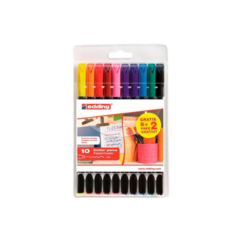 (1200-8+2S) EDDING ROTULADOR 1200 PUNTA FINA C/SURTIDOS ESTUCHE DE 8+2 GRATIS