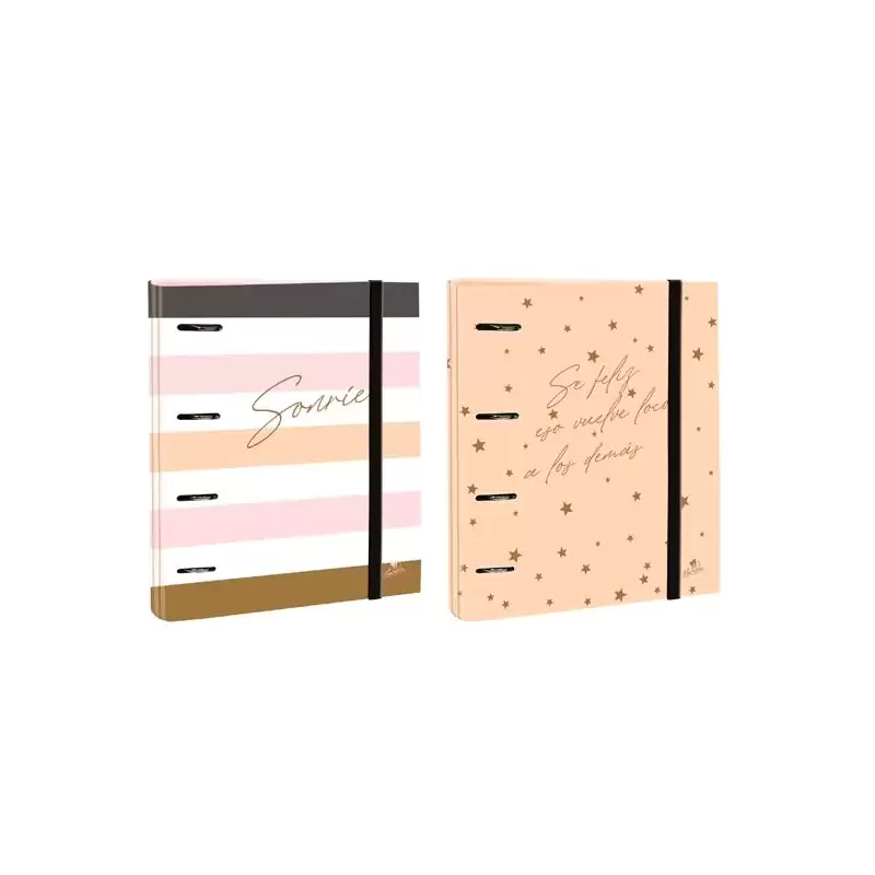 (2394FU) MARIOLA CARPEBLOCK ANILLAS MIXTAS 4 X 40MM FOLIO C/GOMA CARTÓN FORRADO PLASTIFICADO 6 FRASES DISEÑOS SURTIDOS