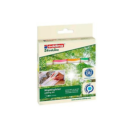 (24-4-S) EDDING MARCADOR FLUORESCENTE 24 ECOLINE C/SURTIDOS ESTUCHE CARTÓN 4 UD