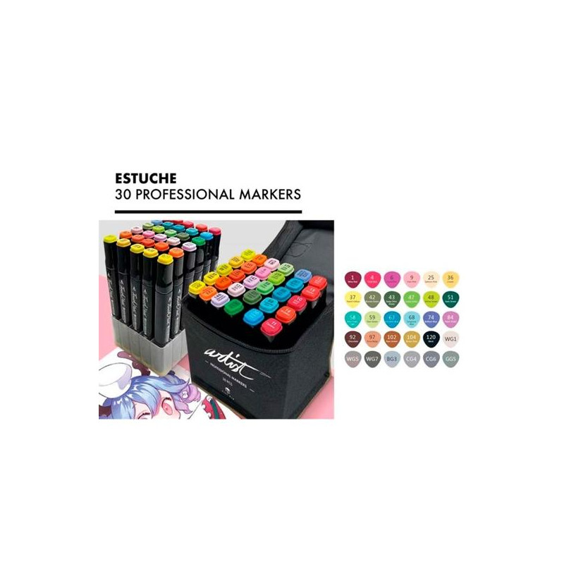 (AB-0730) ALEX BOG ROTULADORES LUXURY CANVAS GAMA ARTIST DOBLE PUNTA FINA/BISELADA C/SURTIDOS ESTUCHE DE LUJO 30 UD