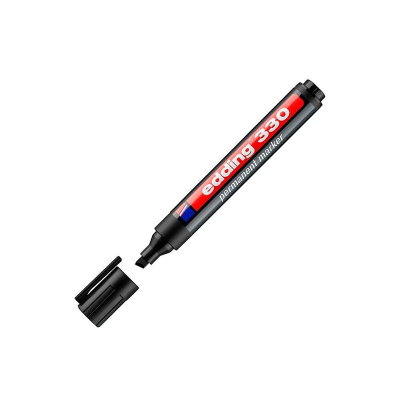 (330-01) EDDING MARCADOR PERMANENTE 330 PUNTA BISELADA NEGRO