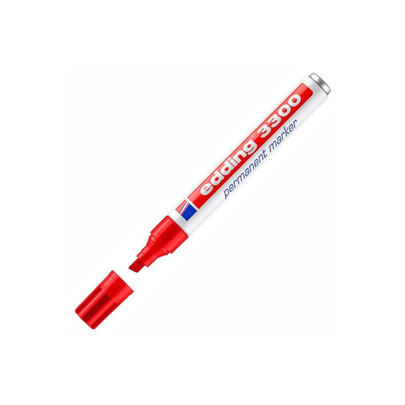 (3300-02) EDDING MARCADOR PERMANENTE 3300 PUNTA BISELADA ROJO