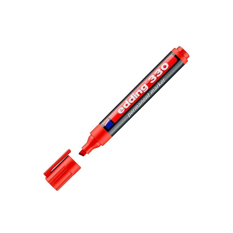 (330-02) EDDING MARCADOR PERMANENTE 330 PUNTA BISELADA ROJO