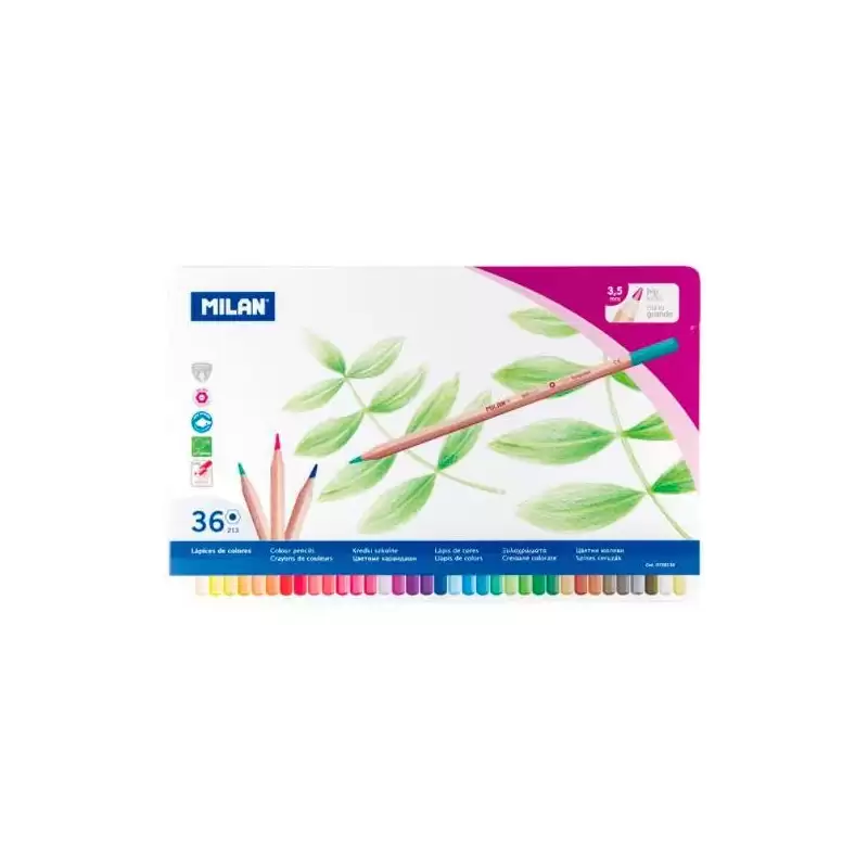 (0726136) MILAN LÁPICES DE COLORES MINA GRUESA C/SURTIDOS ESTUCHE METÁLICO 36 UD